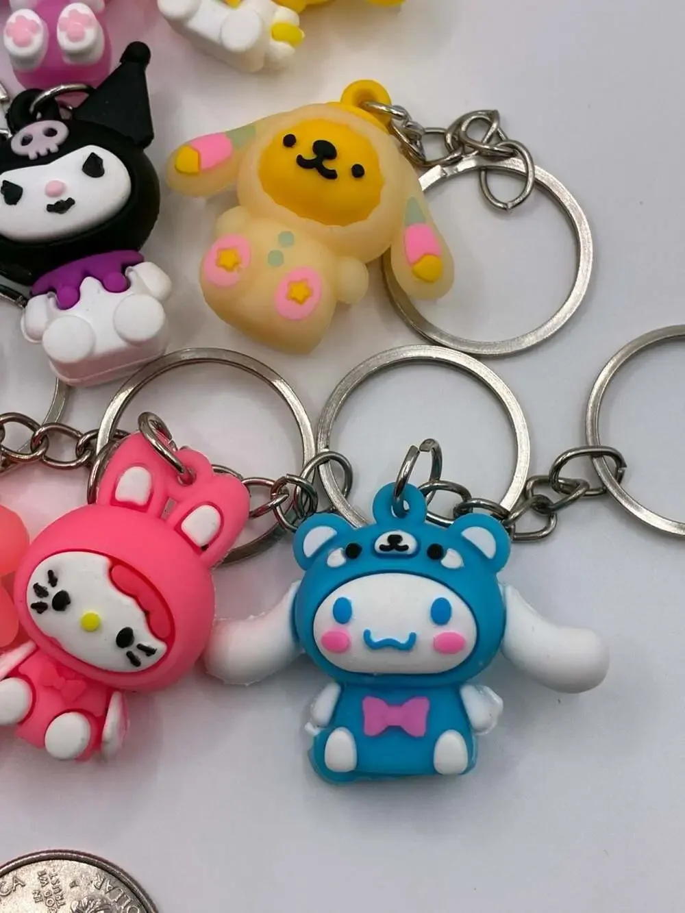 Hello Kitty Silicone Character Keychains Set of 3